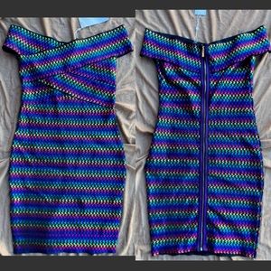 Large Bandage dress RAINBOW METALLIC